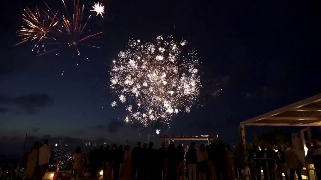 Spectacular Wedding with Fireworks on Pyrgos