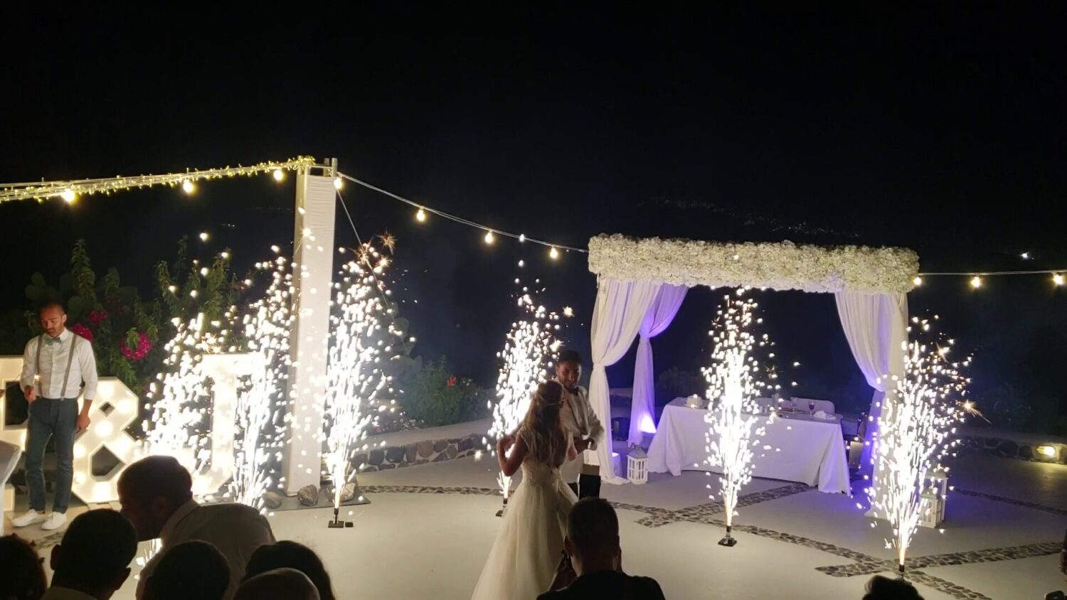 Dancing with fireworks on wedding at Santorini - 2