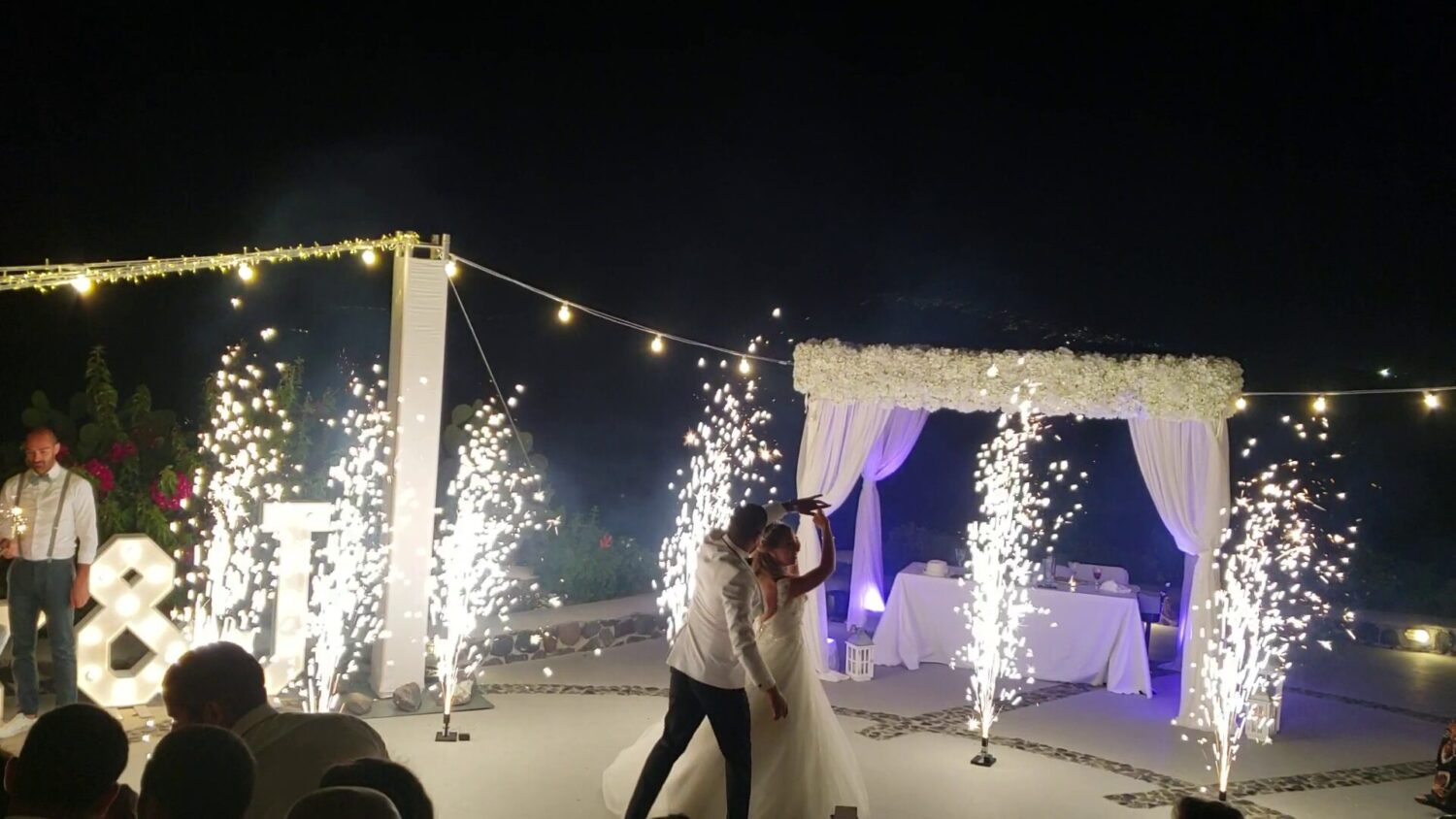 Dancing with fireworks on wedding at Santorini - 5