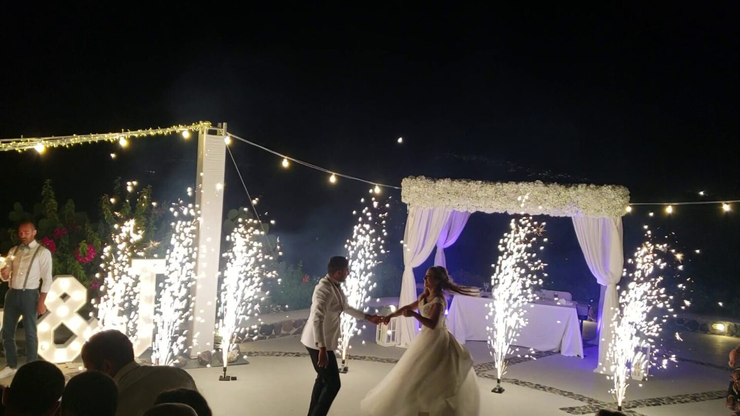 Dancing with fireworks on wedding at Santorini - 6